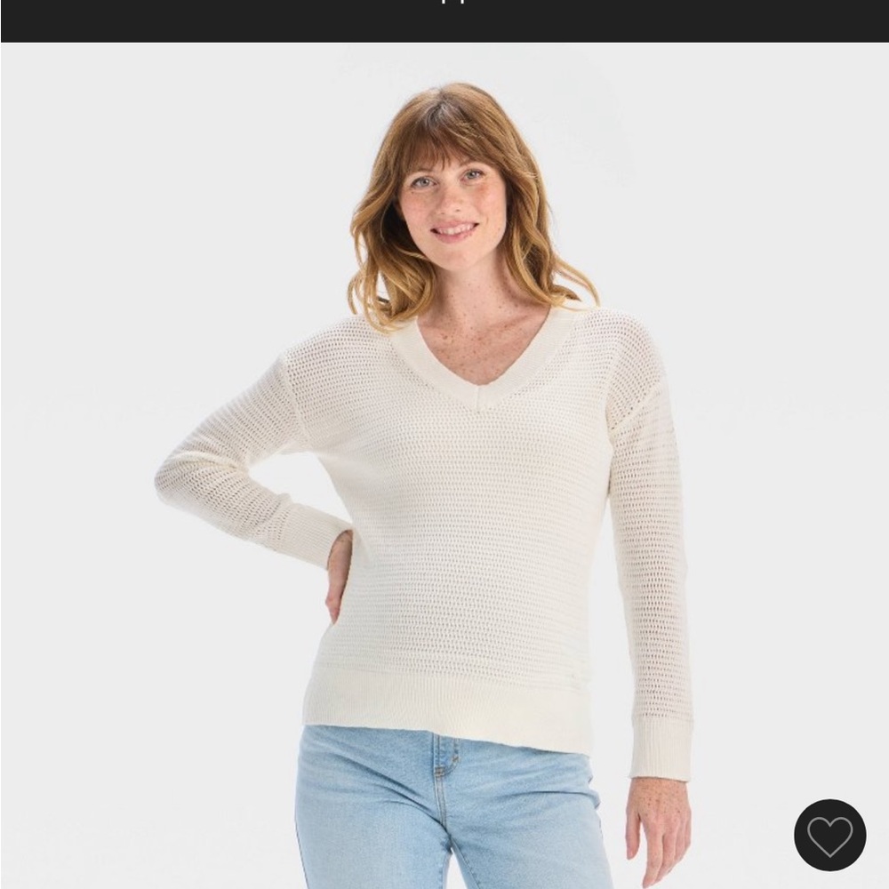 Ingrid & Isabel Maternity open knit Cream Sweater